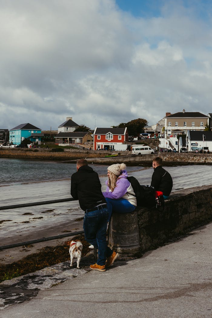 Charming coastal village scene in County Galway, Ireland capturing a peaceful moment by the sea.
